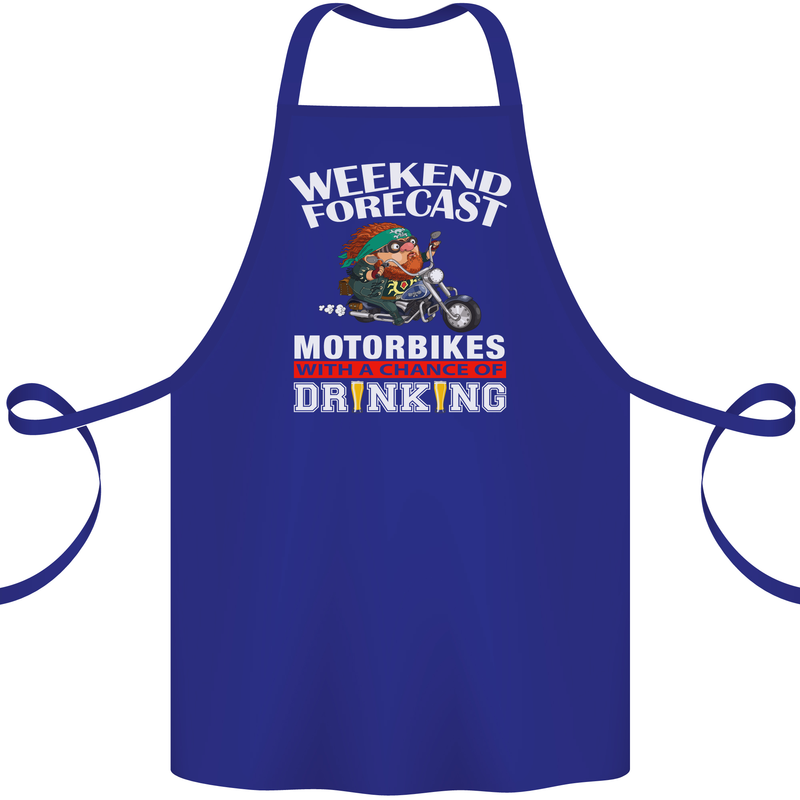 Weekend Forecast Motorbikes Cotton Apron 100% Organic Royal Blue