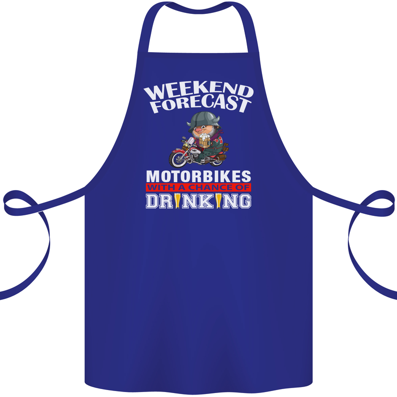 Weekend Forecast Motorbikes Cotton Apron 100% Organic Royal Blue
