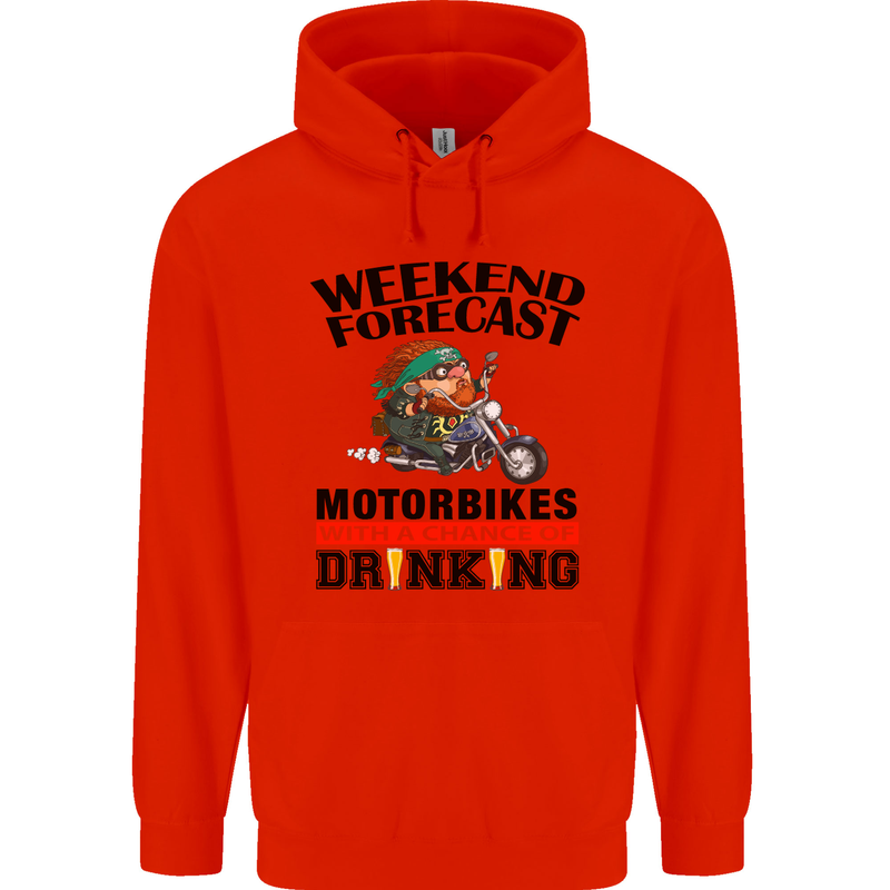 Weekend Forecast Motorbikes Mens 80% Cotton Hoodie Bright Red