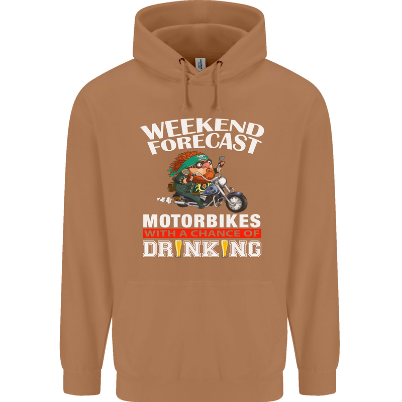 Weekend Forecast Motorbikes Mens 80% Cotton Hoodie Caramel Latte