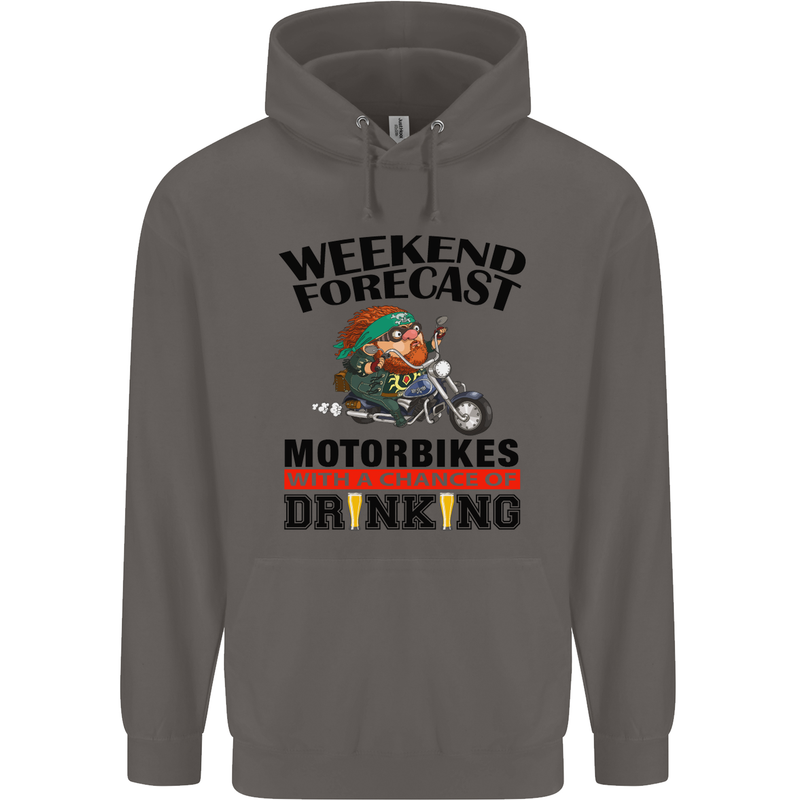 Weekend Forecast Motorbikes Mens 80% Cotton Hoodie Charcoal