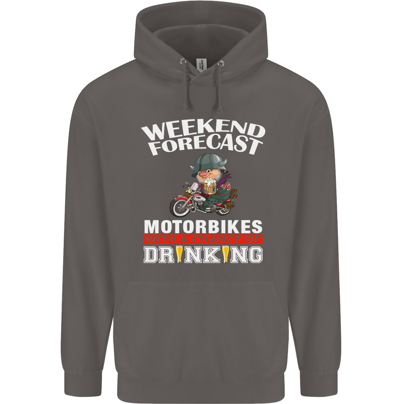 Weekend Forecast Motorbikes Mens 80% Cotton Hoodie Charcoal