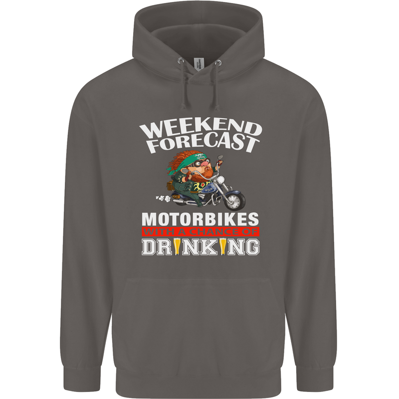 Weekend Forecast Motorbikes Mens 80% Cotton Hoodie Charcoal