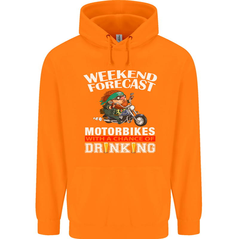 Weekend Forecast Motorbikes Mens 80% Cotton Hoodie Orange