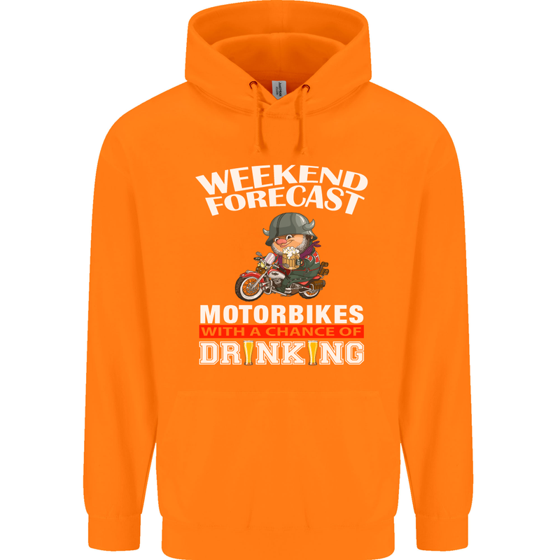 Weekend Forecast Motorbikes Mens 80% Cotton Hoodie Orange