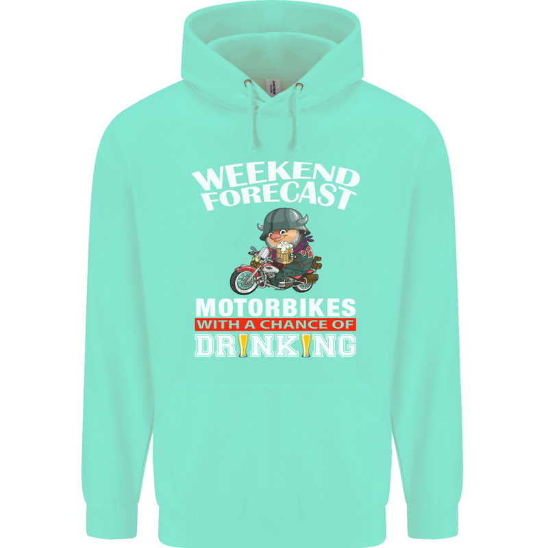 Weekend Forecast Motorbikes Mens 80% Cotton Hoodie Peppermint