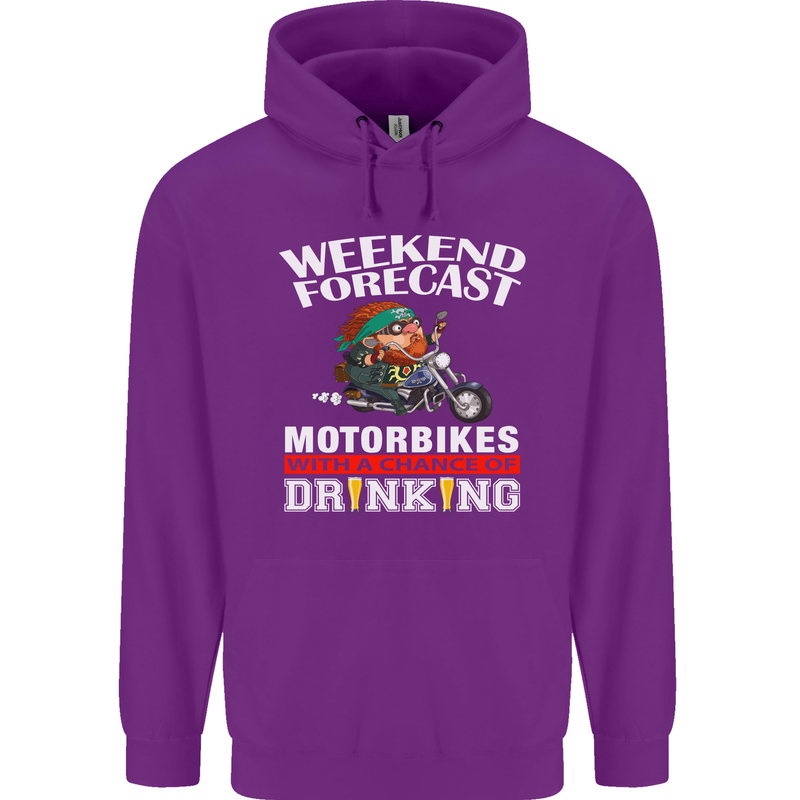 Weekend Forecast Motorbikes Mens 80% Cotton Hoodie Purple