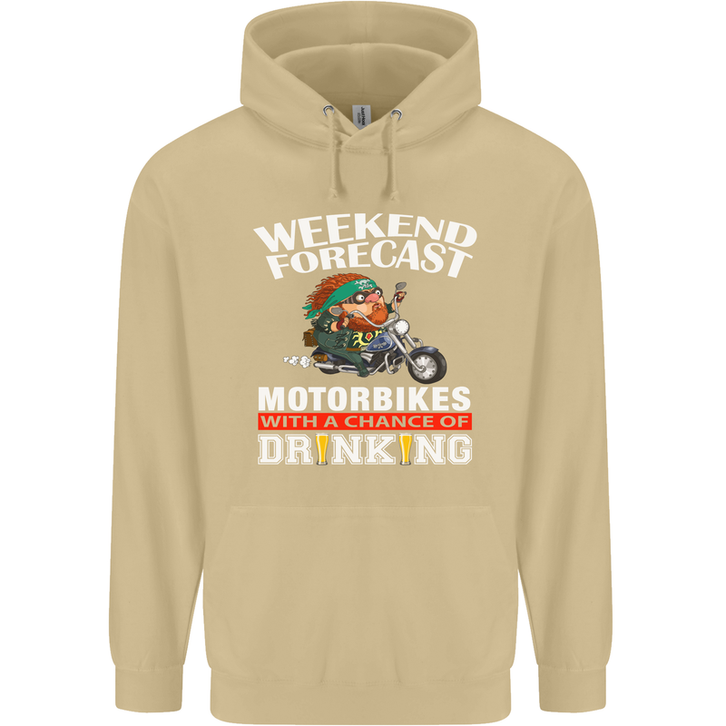 Weekend Forecast Motorbikes Mens 80% Cotton Hoodie Sand