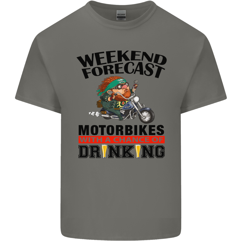 Weekend Forecast Motorbikes Mens Cotton T-Shirt Tee Top Charcoal