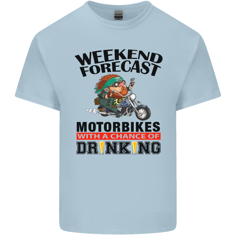 Weekend Forecast Motorbikes Mens Cotton T-Shirt Tee Top Light Blue