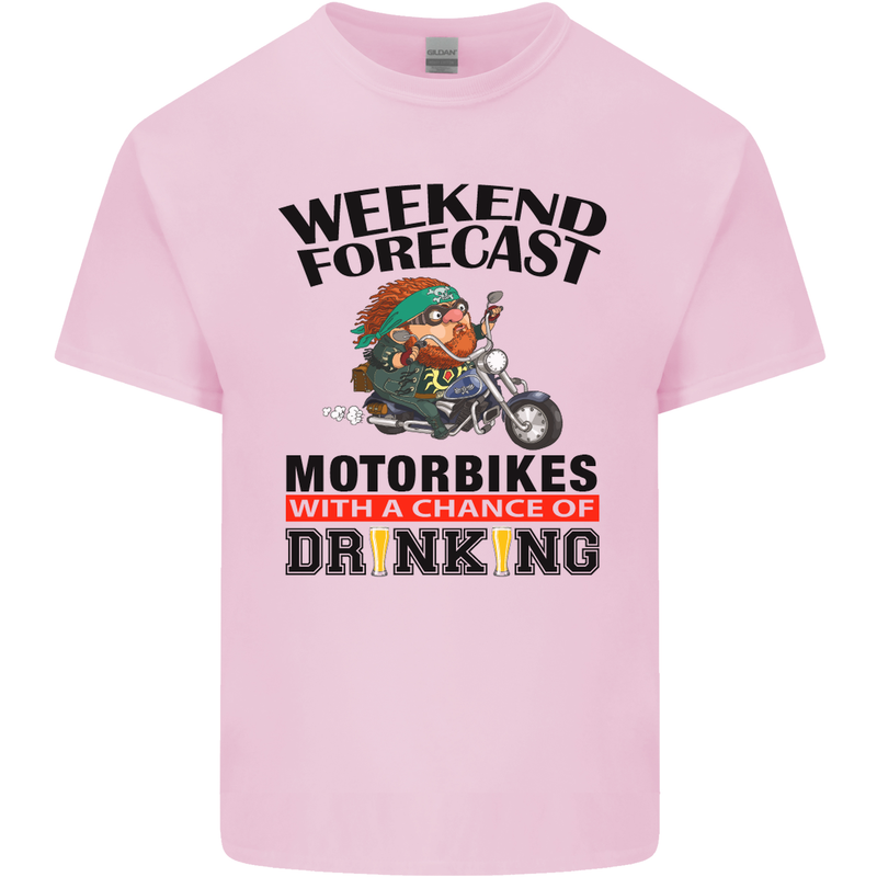 Weekend Forecast Motorbikes Mens Cotton T-Shirt Tee Top Light Pink