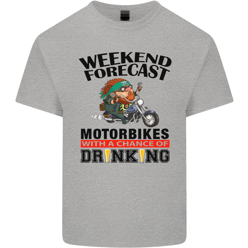 Weekend Forecast Motorbikes Mens Cotton T-Shirt Tee Top Sports Grey