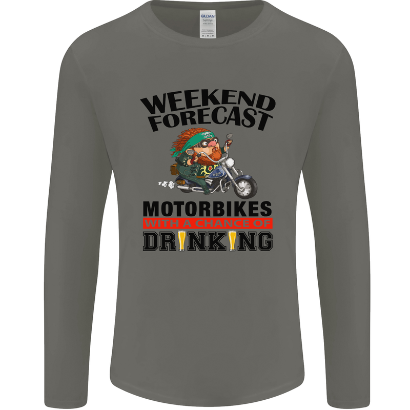 Weekend Forecast Motorbikes Mens Long Sleeve T-Shirt Charcoal