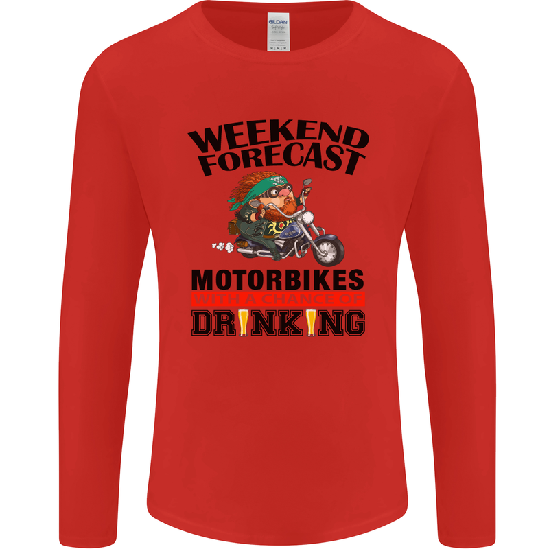 Weekend Forecast Motorbikes Mens Long Sleeve T-Shirt Red