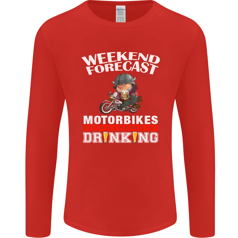 Weekend Forecast Motorbikes Mens Long Sleeve T-Shirt Red
