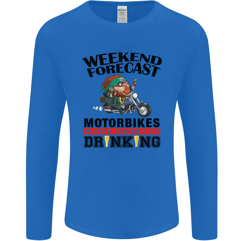 Weekend Forecast Motorbikes Mens Long Sleeve T-Shirt Royal Blue