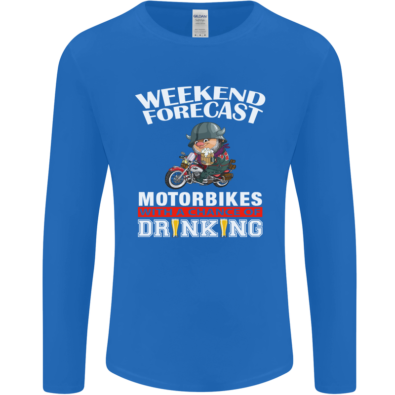 Weekend Forecast Motorbikes Mens Long Sleeve T-Shirt Royal Blue
