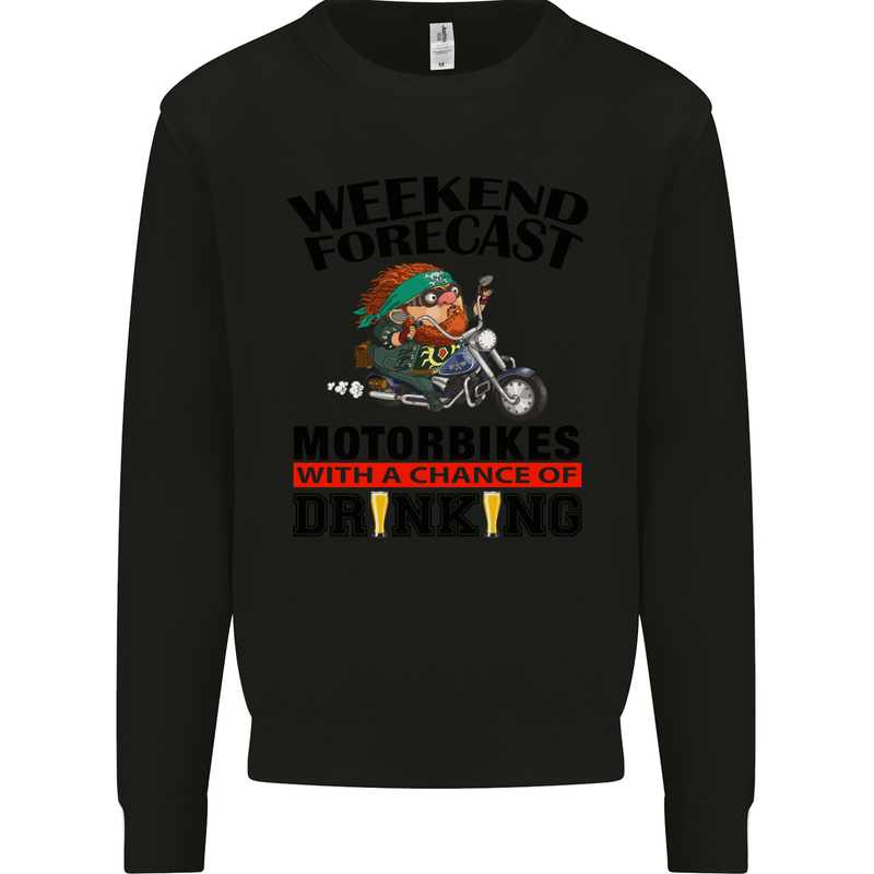 Weekend Forecast Motorbikes Mens Sweatshirt Jumper Black