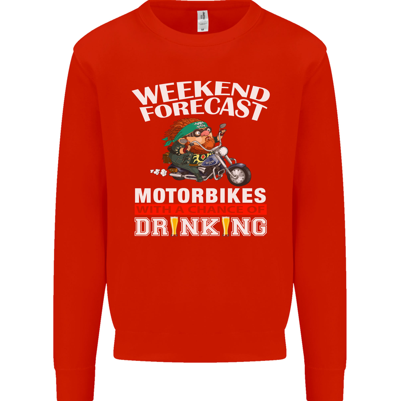 Weekend Forecast Motorbikes Mens Sweatshirt Jumper Bright Red
