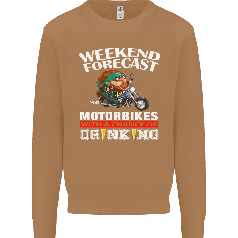 Weekend Forecast Motorbikes Mens Sweatshirt Jumper Caramel Latte