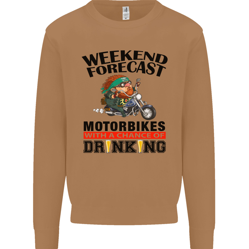 Weekend Forecast Motorbikes Mens Sweatshirt Jumper Caramel Latte