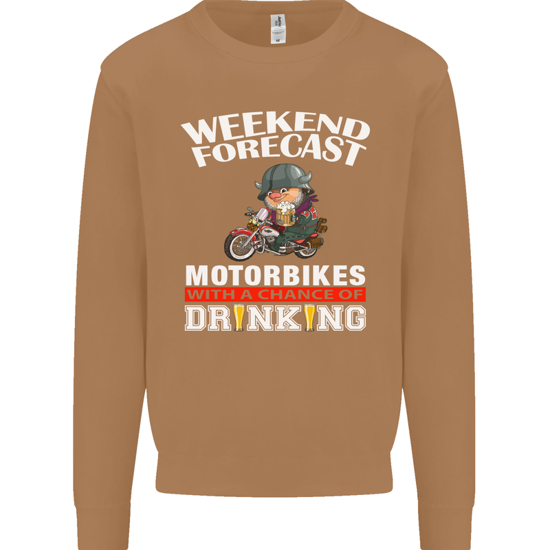Weekend Forecast Motorbikes Mens Sweatshirt Jumper Caramel Latte