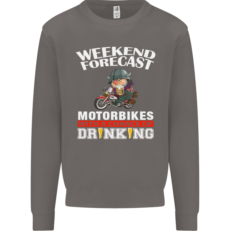 Weekend Forecast Motorbikes Mens Sweatshirt Jumper Charcoal