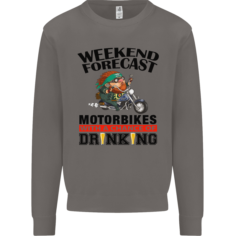 Weekend Forecast Motorbikes Mens Sweatshirt Jumper Charcoal