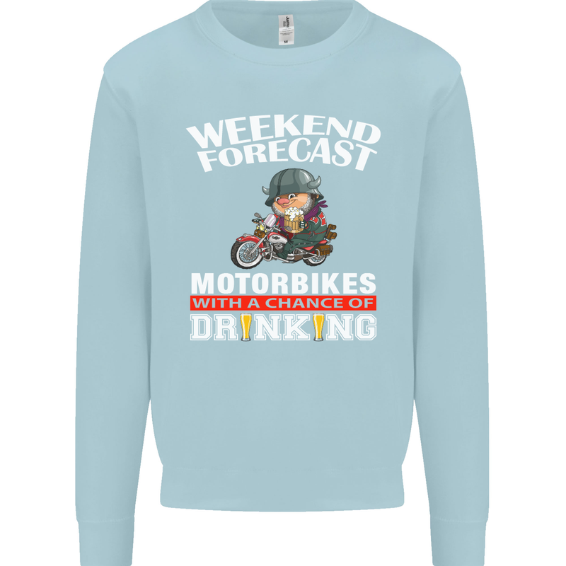 Weekend Forecast Motorbikes Mens Sweatshirt Jumper Light Blue