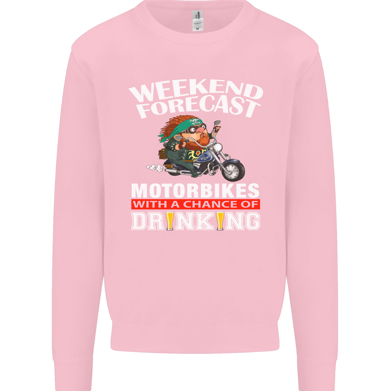 Weekend Forecast Motorbikes Mens Sweatshirt Jumper Light Pink