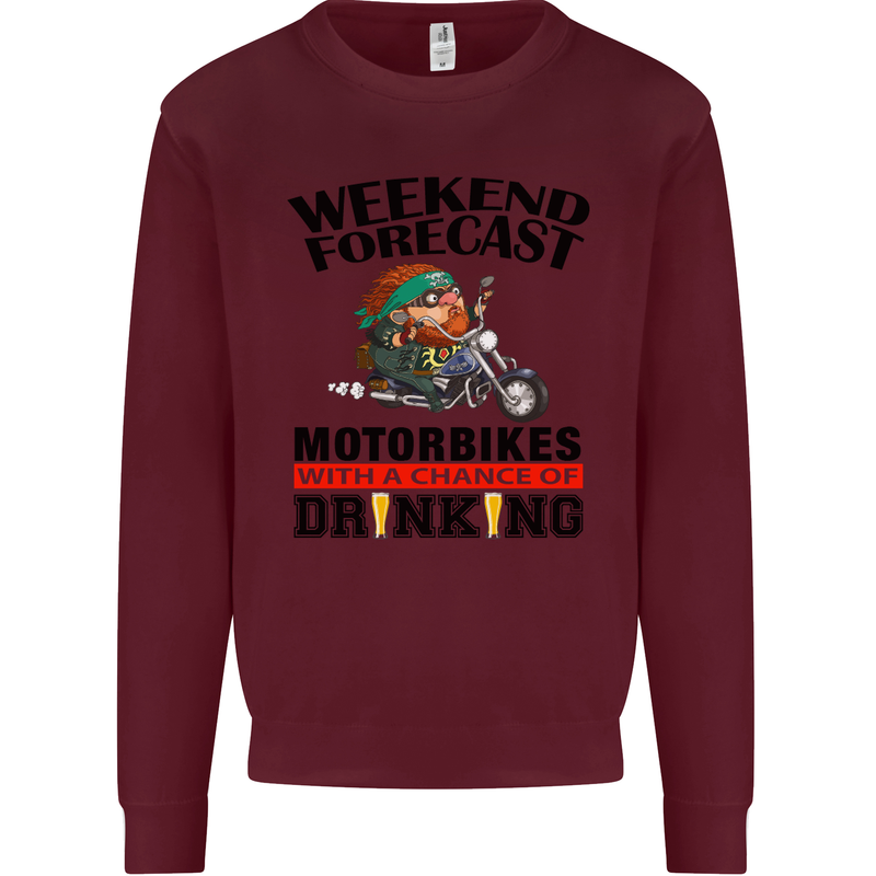 Weekend Forecast Motorbikes Mens Sweatshirt Jumper Maroon