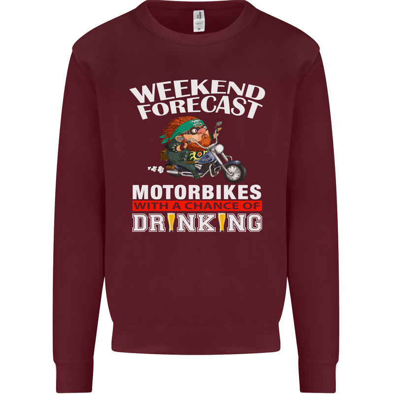 Weekend Forecast Motorbikes Mens Sweatshirt Jumper Maroon