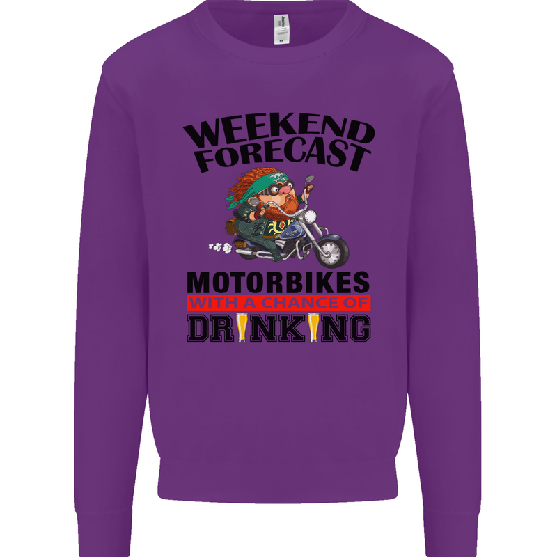 Weekend Forecast Motorbikes Mens Sweatshirt Jumper Purple