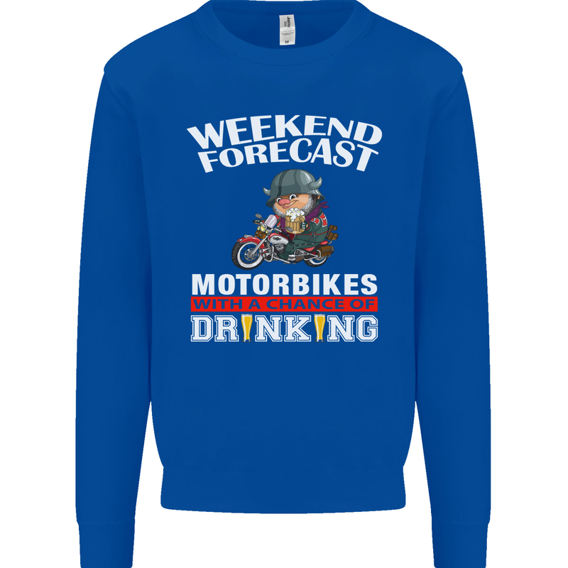 Weekend Forecast Motorbikes Mens Sweatshirt Jumper Royal Blue