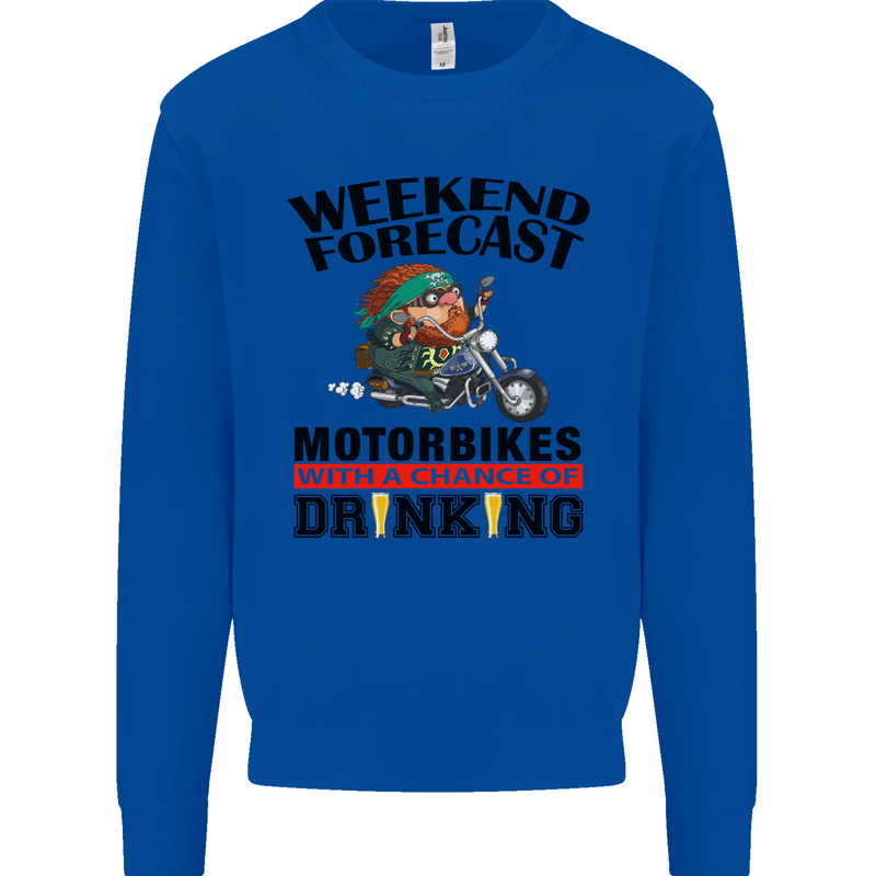 Weekend Forecast Motorbikes Mens Sweatshirt Jumper Royal Blue