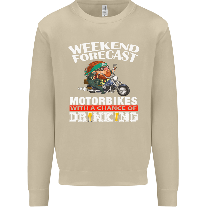 Weekend Forecast Motorbikes Mens Sweatshirt Jumper Sand