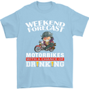 Weekend Forecast Motorbikes Mens T-Shirt Cotton Gildan Light Blue
