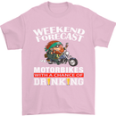 Weekend Forecast Motorbikes Mens T-Shirt Cotton Gildan Light Pink