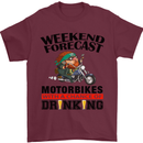 Weekend Forecast Motorbikes Mens T-Shirt Cotton Gildan Maroon