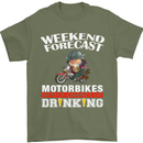 Weekend Forecast Motorbikes Mens T-Shirt Cotton Gildan Military Green