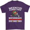 Weekend Forecast Motorbikes Mens T-Shirt Cotton Gildan Purple
