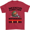 Weekend Forecast Motorbikes Mens T-Shirt Cotton Gildan Red