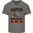Weekend Forecast Motorbikes Mens V-Neck Cotton T-Shirt Charcoal