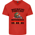 Weekend Forecast Motorbikes Mens V-Neck Cotton T-Shirt Red