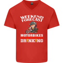 Weekend Forecast Motorbikes Mens V-Neck Cotton T-Shirt Red