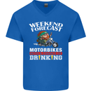 Weekend Forecast Motorbikes Mens V-Neck Cotton T-Shirt Royal Blue