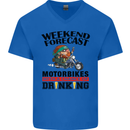 Weekend Forecast Motorbikes Mens V-Neck Cotton T-Shirt Royal Blue