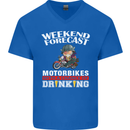 Weekend Forecast Motorbikes Mens V-Neck Cotton T-Shirt Royal Blue