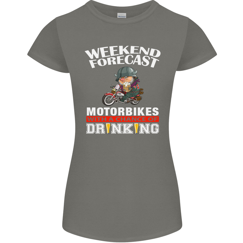 Weekend Forecast Motorbikes Womens Petite Cut T-Shirt Charcoal