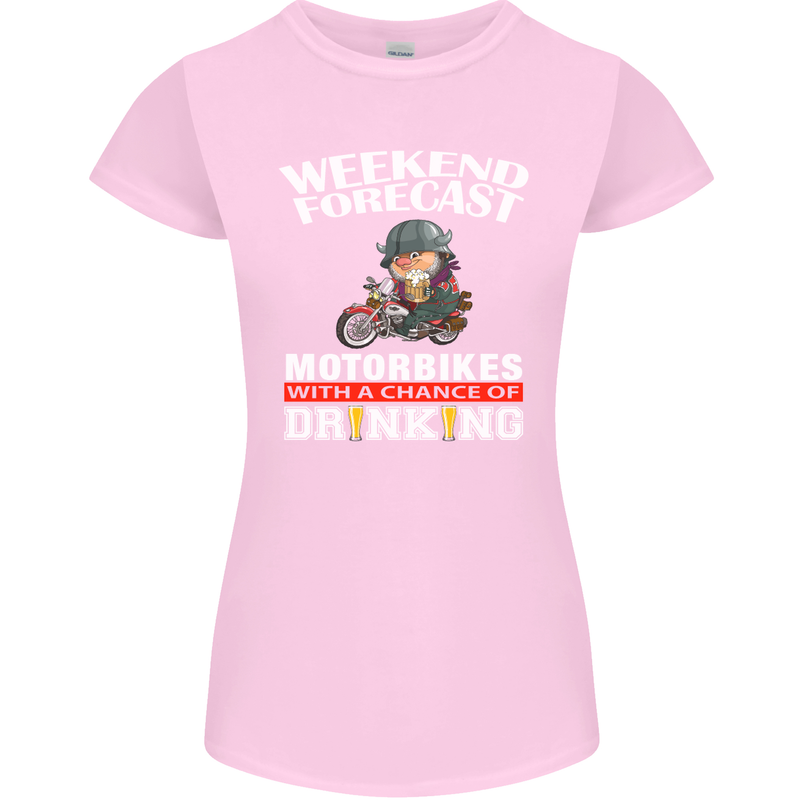Weekend Forecast Motorbikes Womens Petite Cut T-Shirt Light Pink